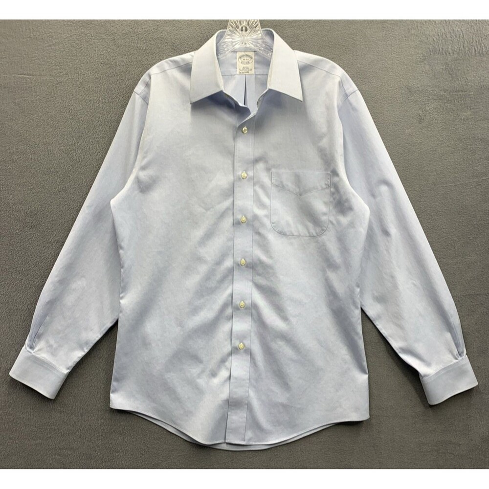 Brooks Brothers Button Up Shirt Men's Slim Fit  Long Sleeve Light Blue Size 15